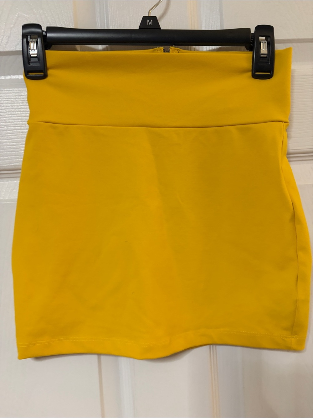 bebe Bright Yellow Stretch Mini Skirt